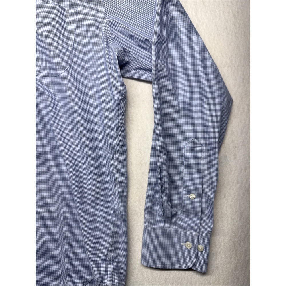 Lauren Ralph Lauren Mens 16 34/35 Classic Fit Blue Gingham Non Iron Dress Shirt - Picture 9 of 16